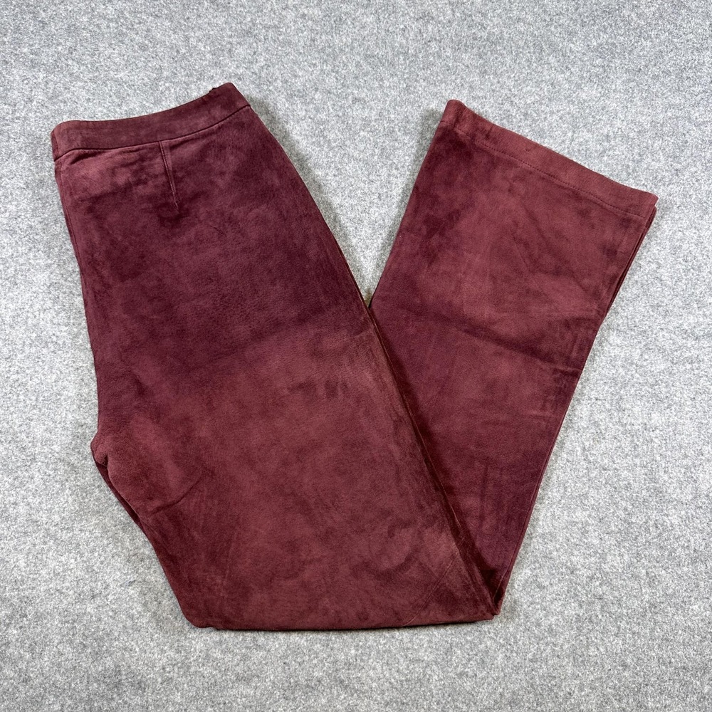 Hennes Collection Pants Womens 42 Burgundy Suede Leather High Rise Bootcut H&M